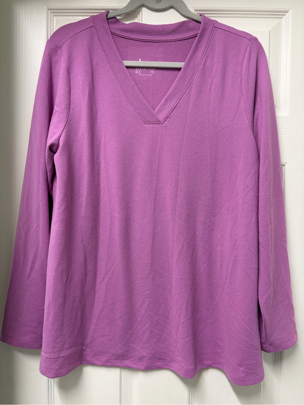 Denim&Co Purple V-Neck Long Sleeve Top